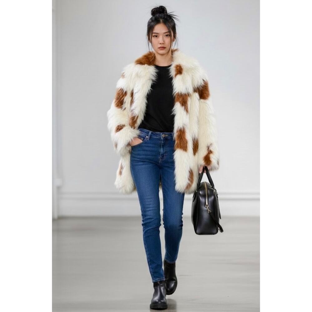 Zadig & Voltaire Women's Faux Fur Coat Long Sleeve White/Brown Size XSmall NWT - Picture 5 of 13